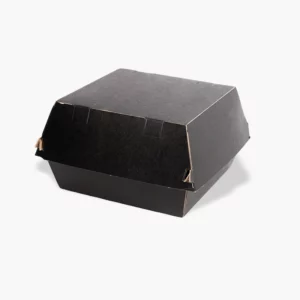 Schwarze Burgerbox 115×110×80 mm aus Kraftkarton